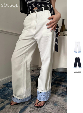 M1DNOTE 设计师 25春夏 翻边印花设计牛仔直筒长裤 SOLSOL买手店