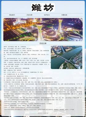 家乡网页成品 山东潍坊印象 4页面 家乡旅游主题 HTML5+CSS3布局