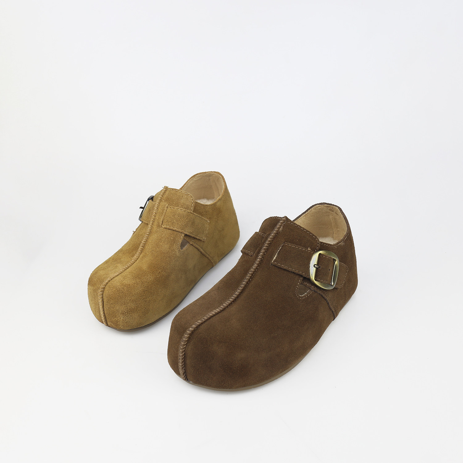 可媚圆头牛反绒防滑牛筋底保暖鞋