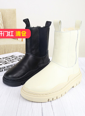 清仓‖可媚正品冬款牛皮松紧厚底防水台毛里雪地靴女KC20797-157