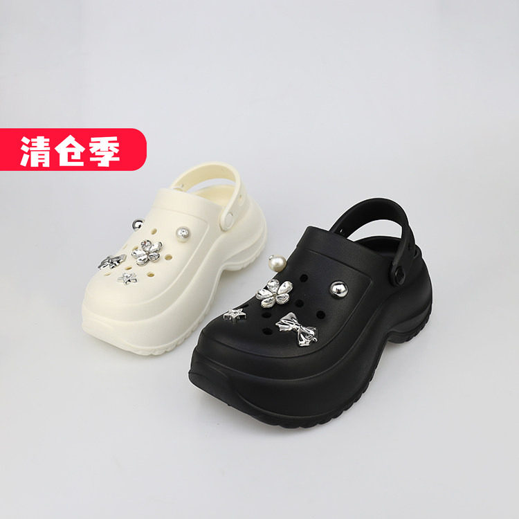 特价II可媚夏款包头DIY大闪钻厚底后绊带EVA洞洞鞋女KB25650-290