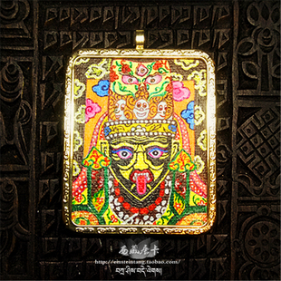 扎基拉姆手绘唐卡佛牌微型手工小唐卡招财佛牌随身扎基寺嘎乌盒