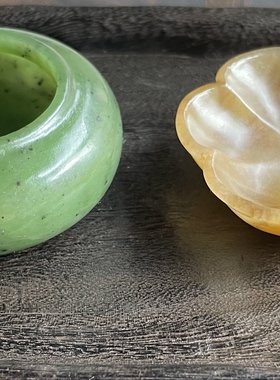 和田碧玉糖玉笔洗小摆件