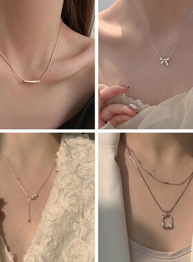 心动款~春夏白搭组合ins高级感项链女轻奢蝴蝶结小众设计感锁骨链