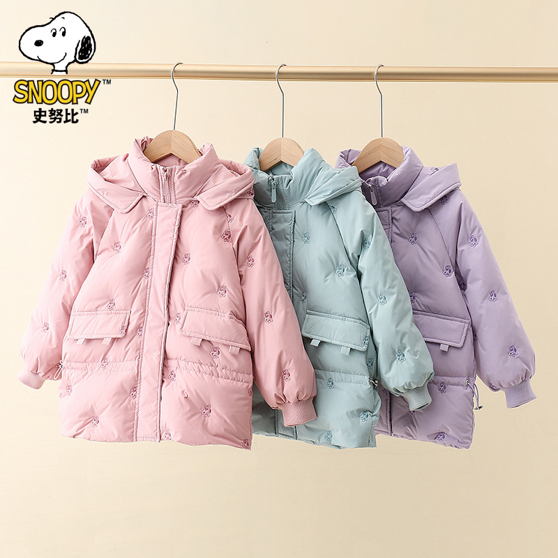 史努比女童羽绒服加厚保暖白鸭绒