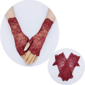 防晒防滑防紫外线开车骑行蕾丝性感时尚 百搭妩媚遮疤 半指手套四季