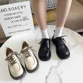 黑色学院复古赫本单鞋 卷毛高百搭英伦风厚底小皮鞋 女春秋2024新款