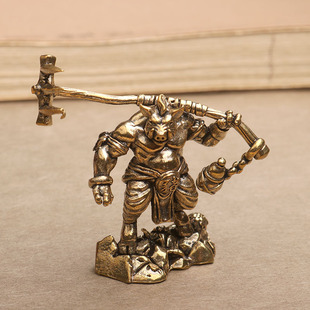 纯黄铜天蓬元 帅猪八戒猪刚鬣模型家居办公室桌面小摆件工艺品摆件