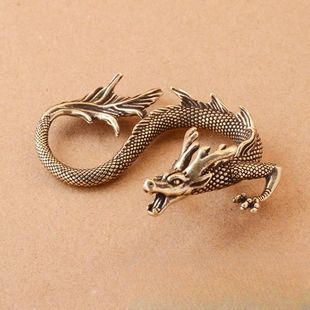 爆款 黄铜蛟龙出海摆件茶宠实心小铜器生肖地摊产品桌面摆设工艺品