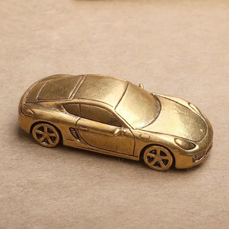 黄铜汽车模型装饰桌面摆件保时捷跑车模型小铜器工艺品办公桌摆件