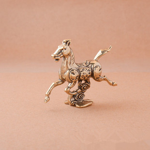 黄铜马踏飞燕摆件家居办公室桌面摆件马茶宠黄铜工艺品装饰