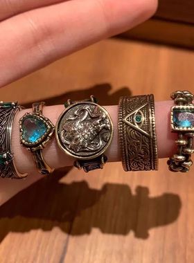 做旧中古vintage戒指女款ins小众设计高级感2025新款气质食指戒指