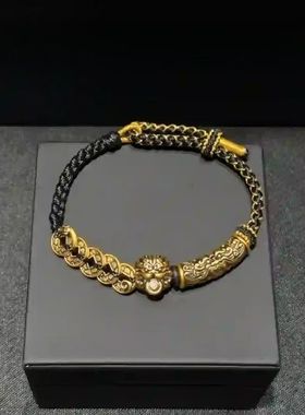 SL0500招财五帝钱貔貅饕餮纹手绳男士饰品纳福发大财潮流百搭复古