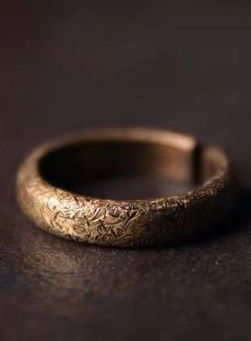 肌理复古铜创意戒指男原创简约个性饰品情侣金属细款指环女
