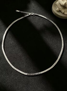 跨境欧美时尚黑胆石项饰个性简约流行4mm项圈链条男女项链配饰潮
