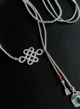 蒙古元素吉祥结蒙古包马头琴项链复古小众设计款纯手工制作毛衣链