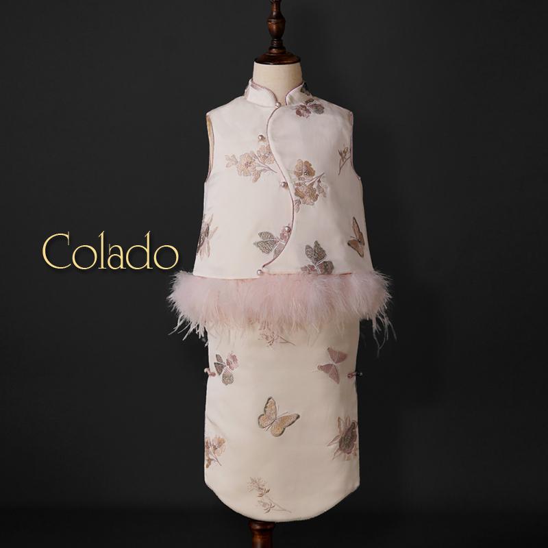 旗袍Colado扣诺女童经典刺绣套装