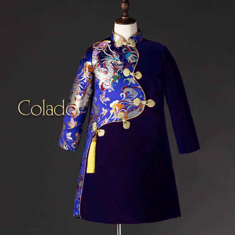扣诺加棉加绒男龙纹拜年服定制