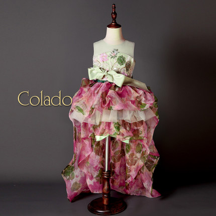 Colado扣诺女童春夏花朵礼服公主裙高端定制莫奈儿童模特走秀表演