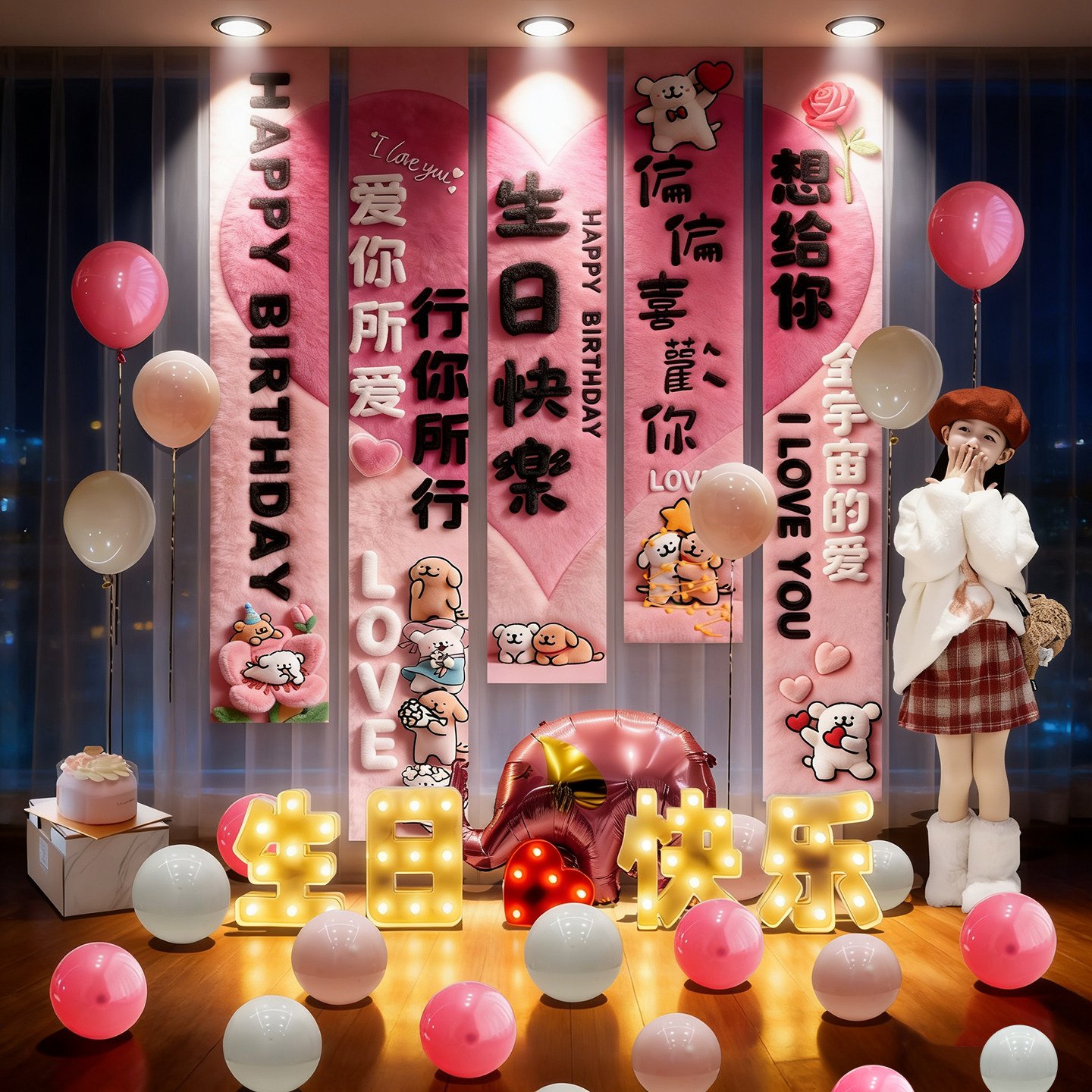 十岁女孩生日场景布置条幅装饰图片