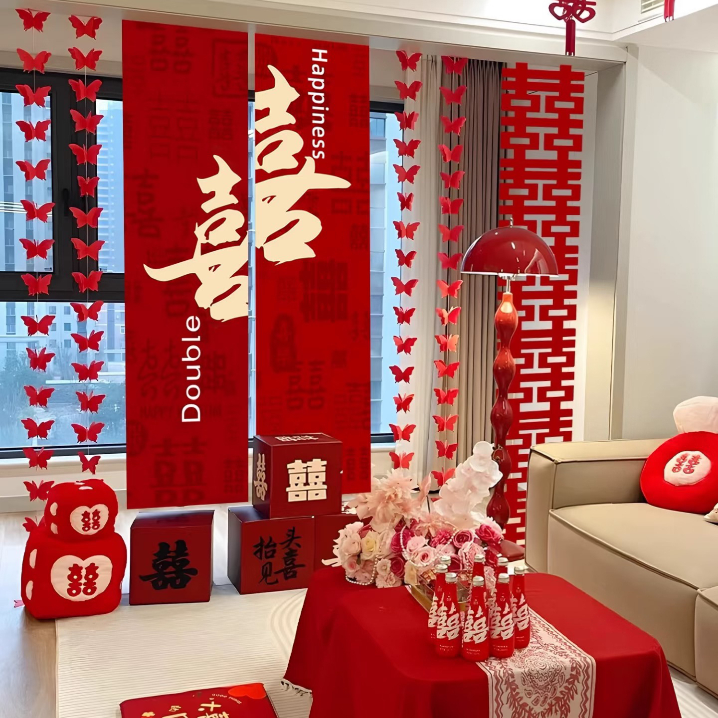 结婚挂布条幅喜字订婚礼用品