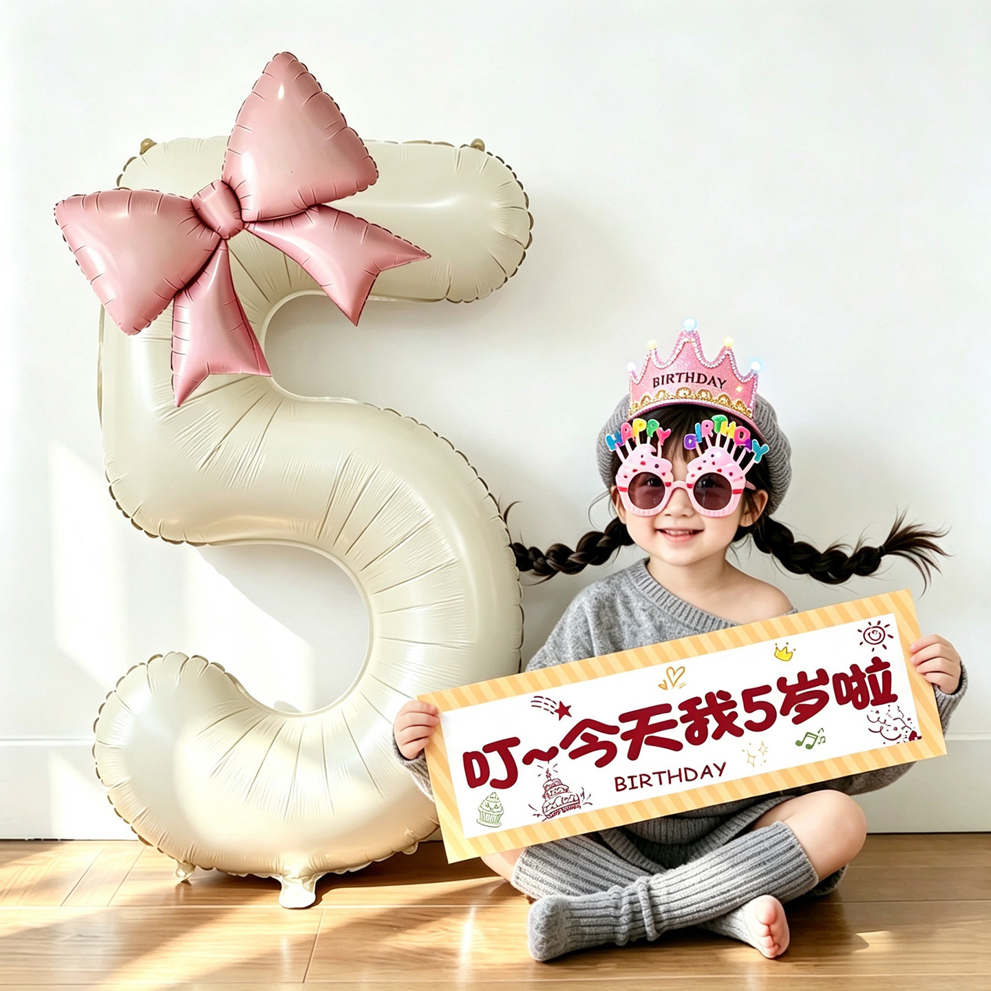 生日布置场景装饰男童数字气球儿童6岁快乐仪式感道具男孩小女孩5