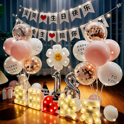 成人生日快乐派对场景布置气球