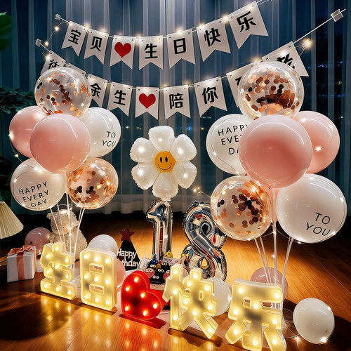 成人生日快乐派对场景布置气球