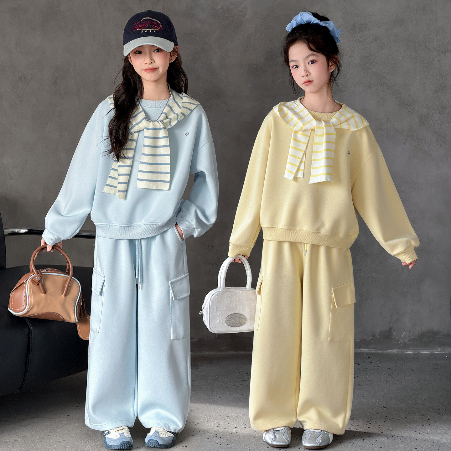 儿童洋气休闲春秋女童春季卫衣三件套套装运动中大童2026网红新款