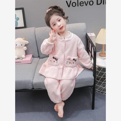 女童法兰绒睡衣秋冬款儿