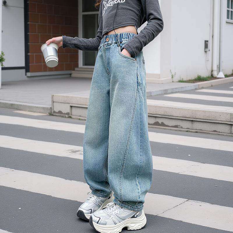 弯刀春秋新款裤女大童2026儿童款春装牛仔裤网红炸街春季裤子女童