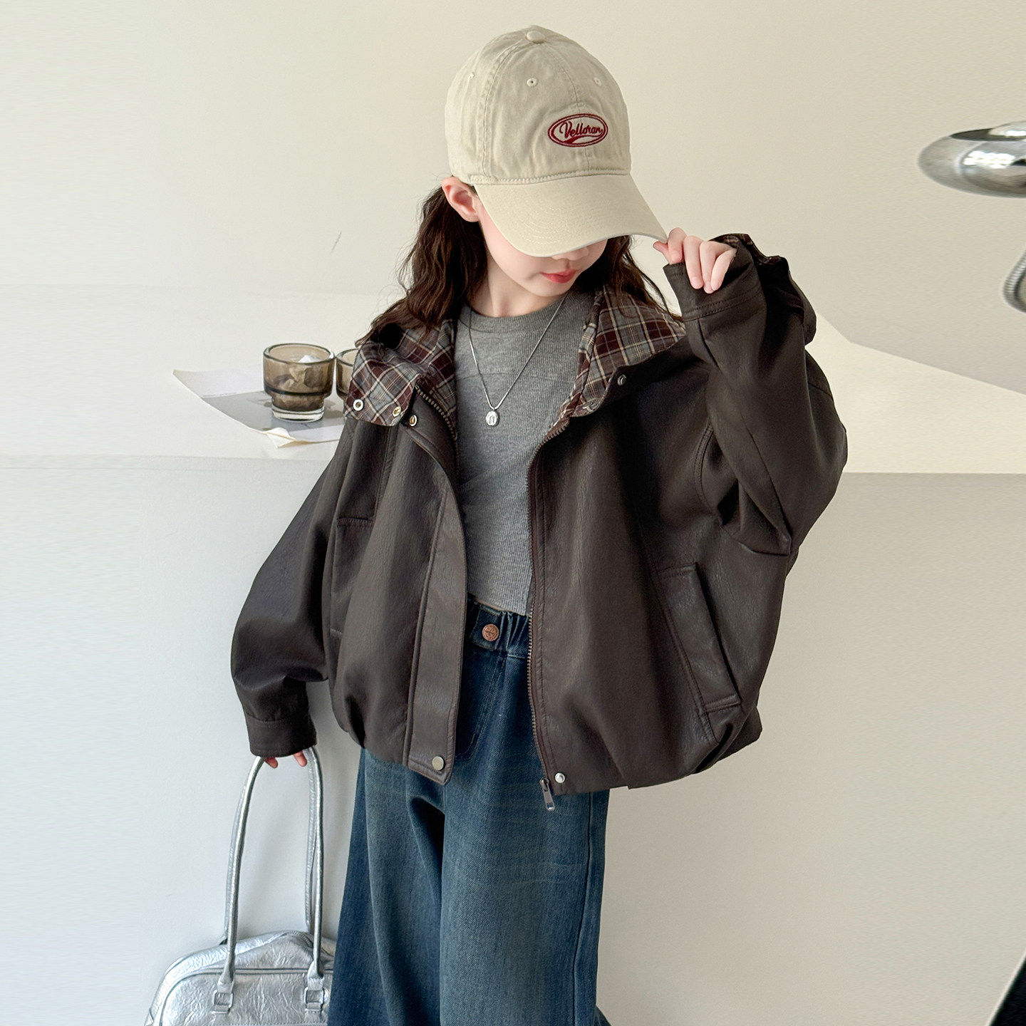 上衣大童秋装新款春秋女童外套皮衣2025机车皮夹克服洋气女孩儿童