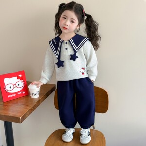 2026春装套装海军风卫衣儿童星星女款卡通小童时髦女宝春秋领学院