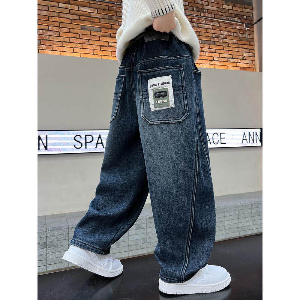 男童牛仔裤直筒春秋2026新款儿童中大童男孩宽松长裤直筒阔腿春装