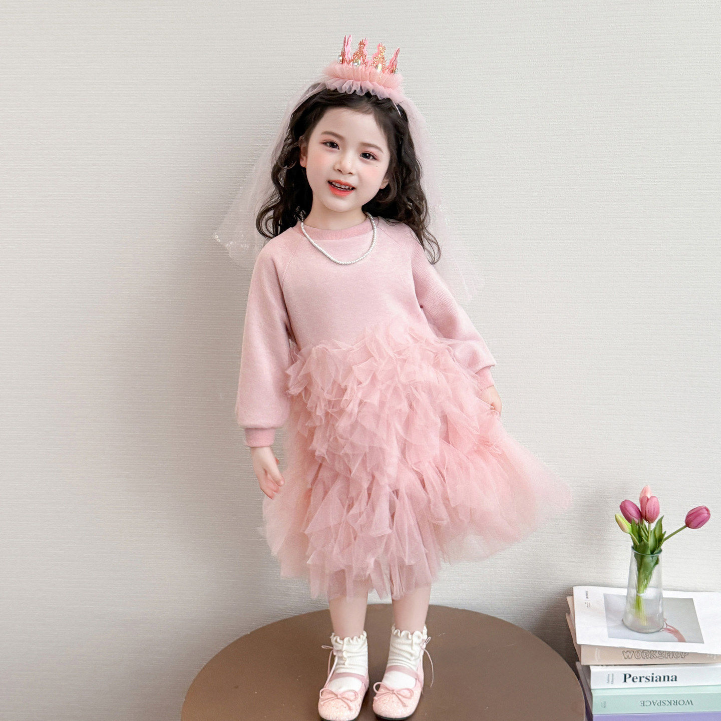 儿童子2026裙春季春装蓬蓬裙新款鱼尾女女童宝宝公主款连衣裙春秋