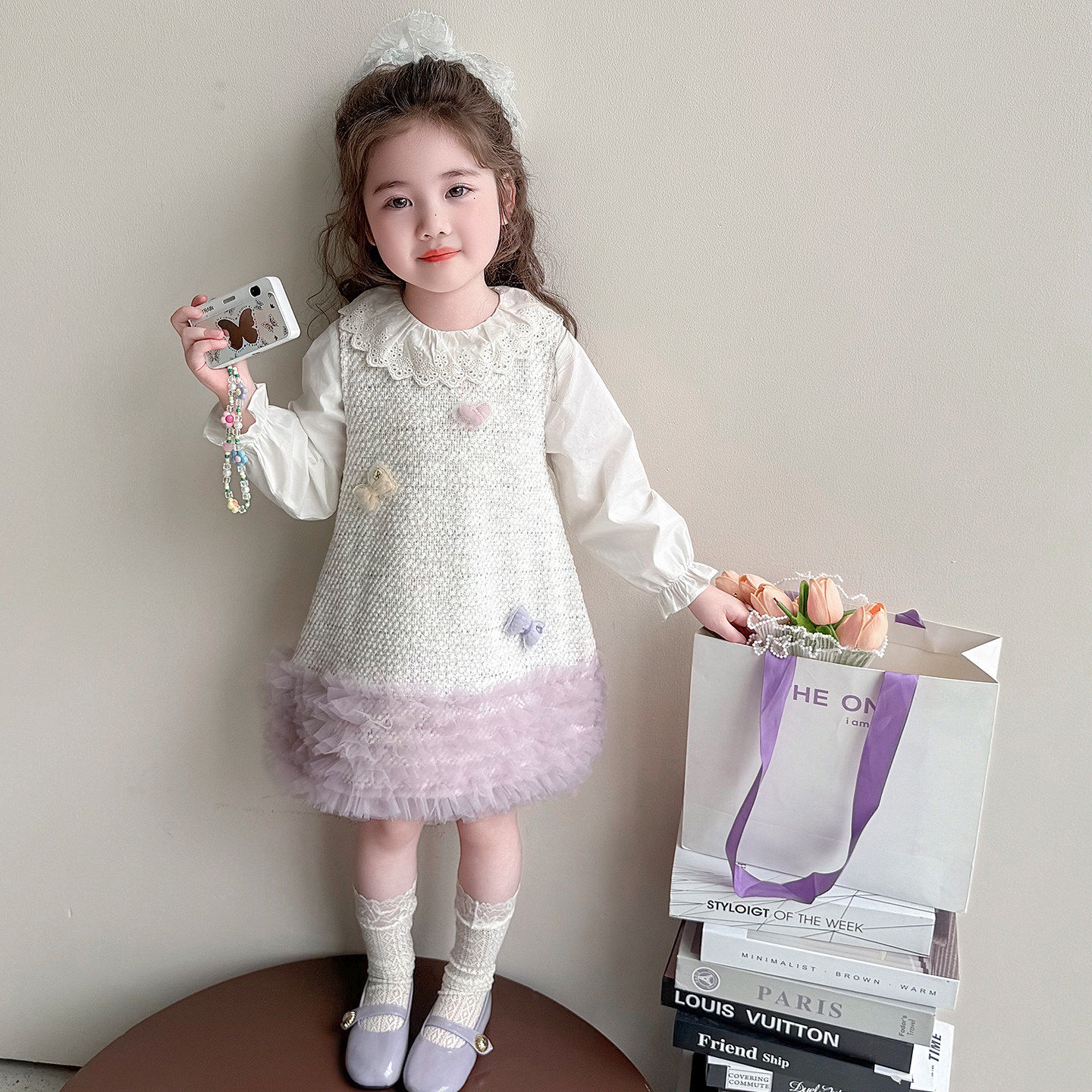 女童香风裙子春季2026女新款连衣裙宝宝洋气儿童裙背心小套装春装