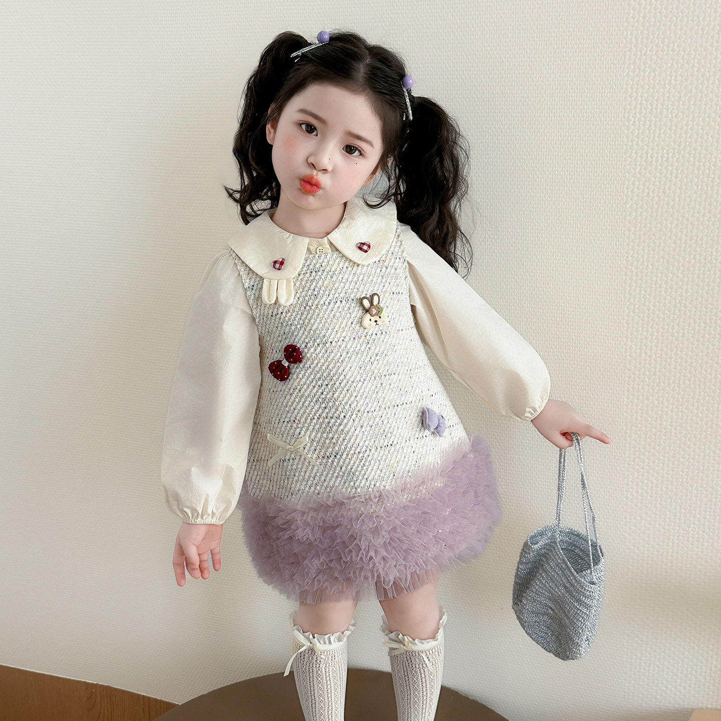 春秋裙新款2026背心春季女套装春装裙子香风小女童洋装宝宝儿童