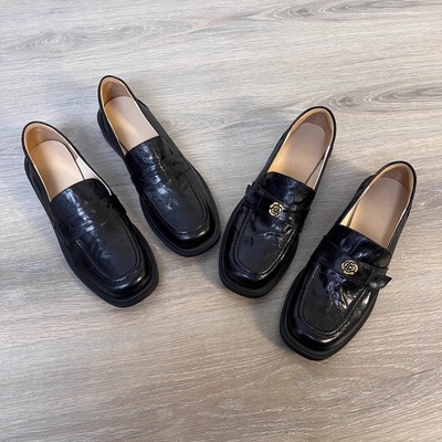 33-42头层羊皮复古山茶花乐福鞋