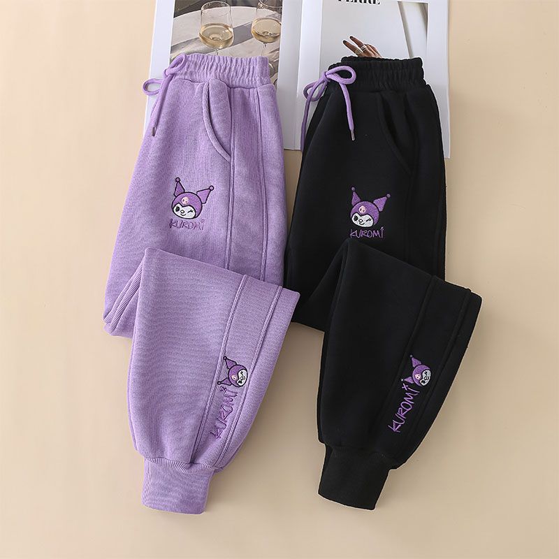 NASA库洛米刺绣童装卫裤子中小童松紧休闲裤儿童束脚一体绒运动裤