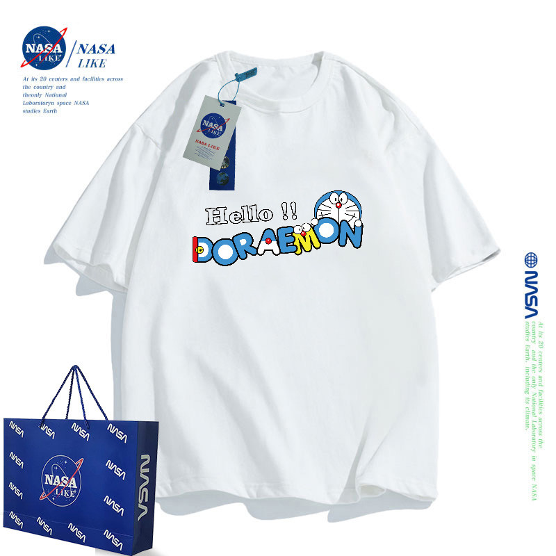 NASA联名哆啦a梦儿童中大童短袖t恤夏季2024小孩男女童亲子装上衣