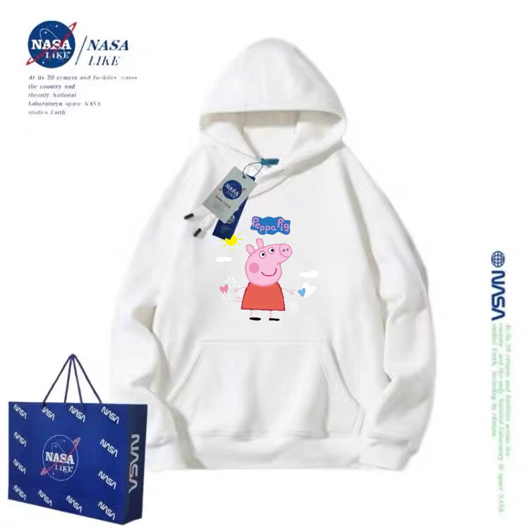 NASA联名儿童装小猪佩奇乔治连帽卫衣秋冬加厚一体绒大码春秋卫衣