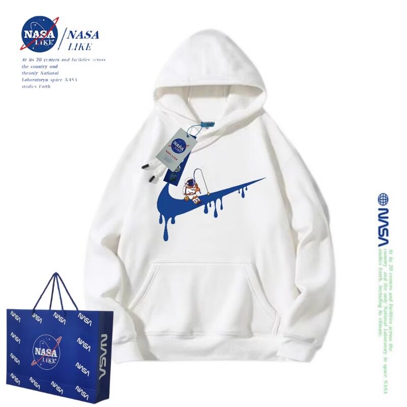 NASA联名宇航员连帽卫衣男童女童秋装2023新款潮牌儿童装加绒外套