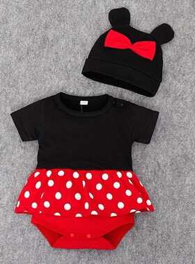 0-10m婴幼儿男女童爬服宝宝哈衣裙帽子baby summer hat rompers