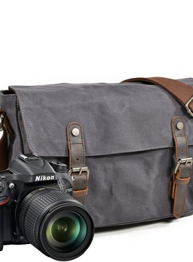Men Photography Oil Wax Canvas Waterproof Camera Bag