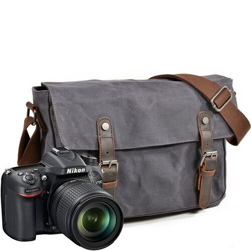Men Photography Oil Wax Canvas Waterproof Camera Bag