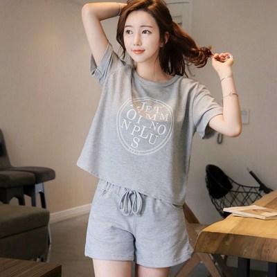 Summer women's pajamas cotton home wear students short sleev