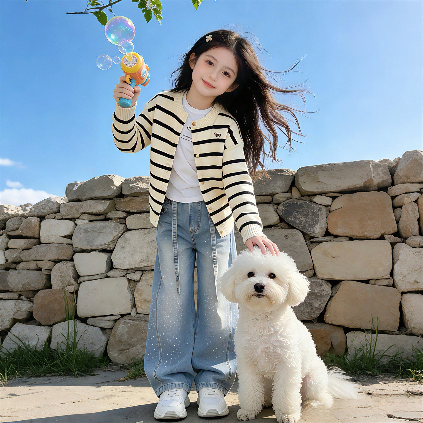 女大童针织外套两件套儿童春装洋气开衫新款2026春秋套装女童时髦