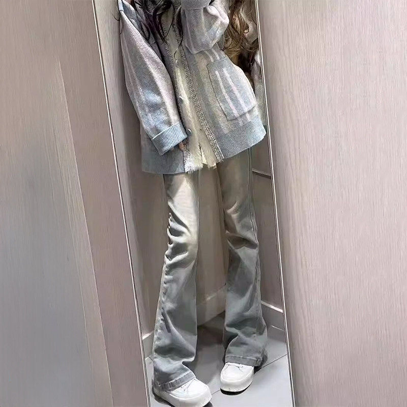 裤子洋气新款喇叭裤2026春季女童女孩修身春装大童牛仔裤儿童微喇
