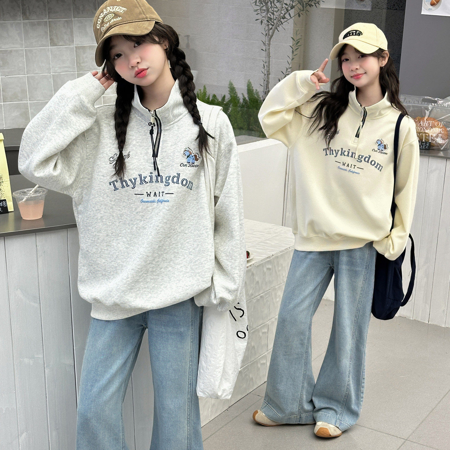 女孩儿童新款2026女童运动中大童网红卫衣两件套洋气套装休闲春秋