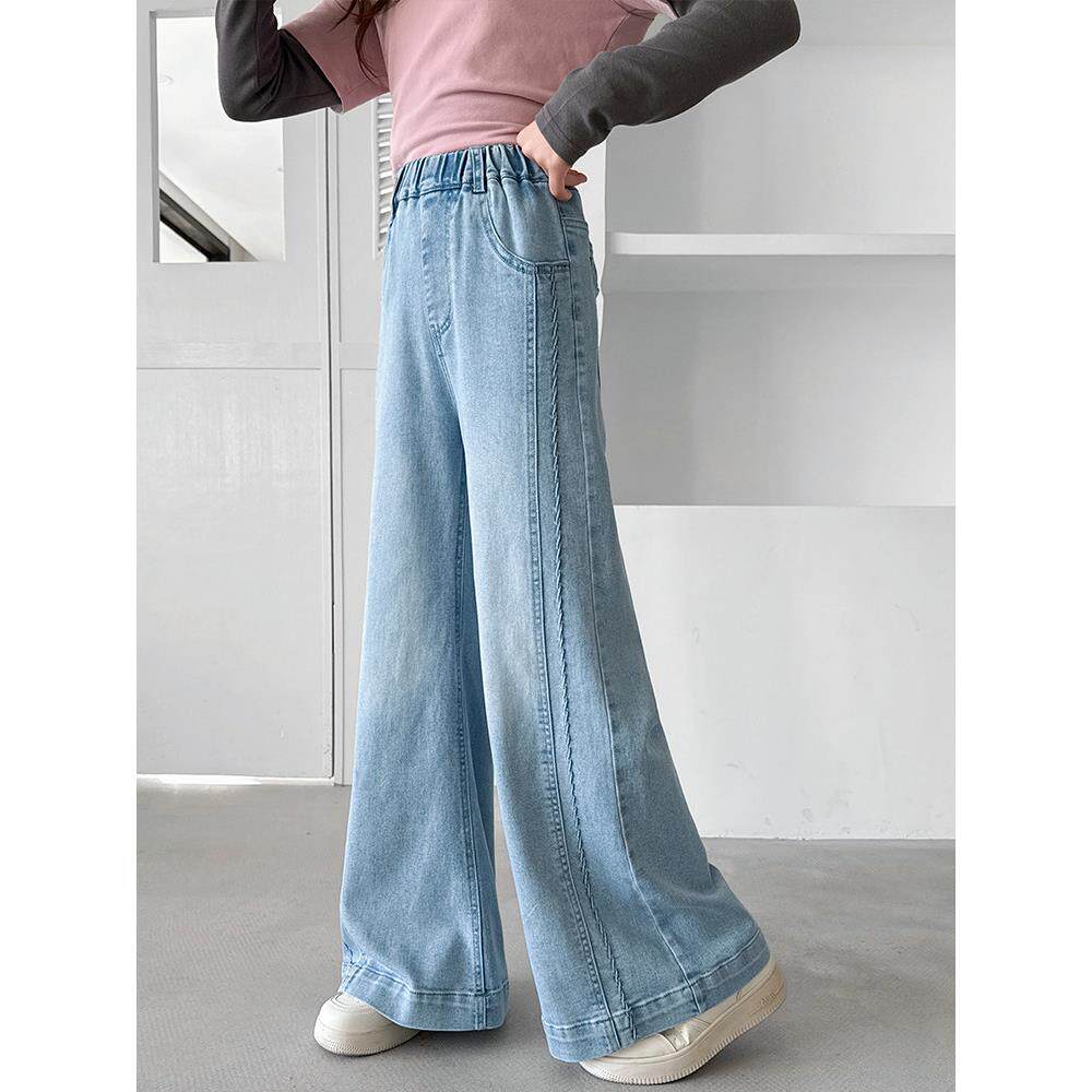 儿童女孩中大童春季女童春秋装喇叭裤腿弹力牛仔裤薄款阔韩版裤子